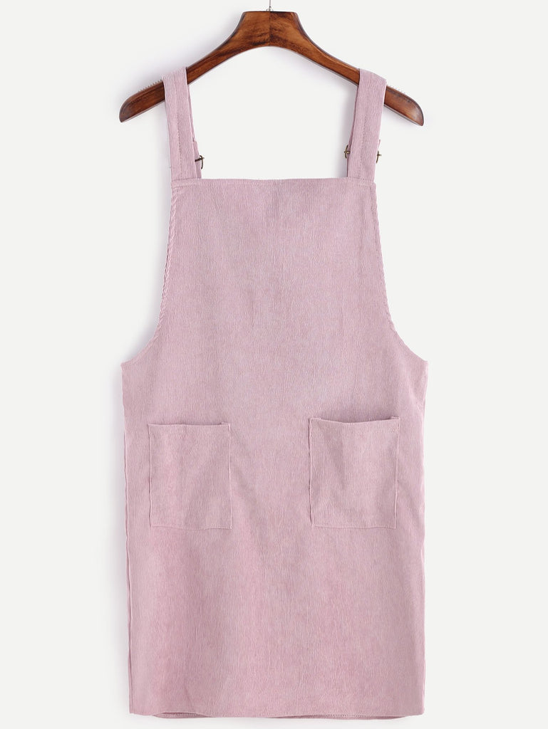 Corduroy Pinafore Dress - Pink