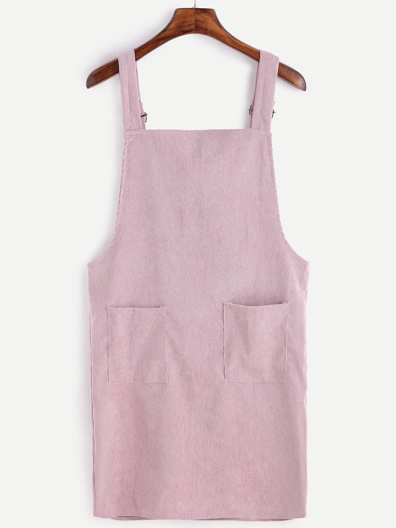 Corduroy Pinafore Dress - Pink
