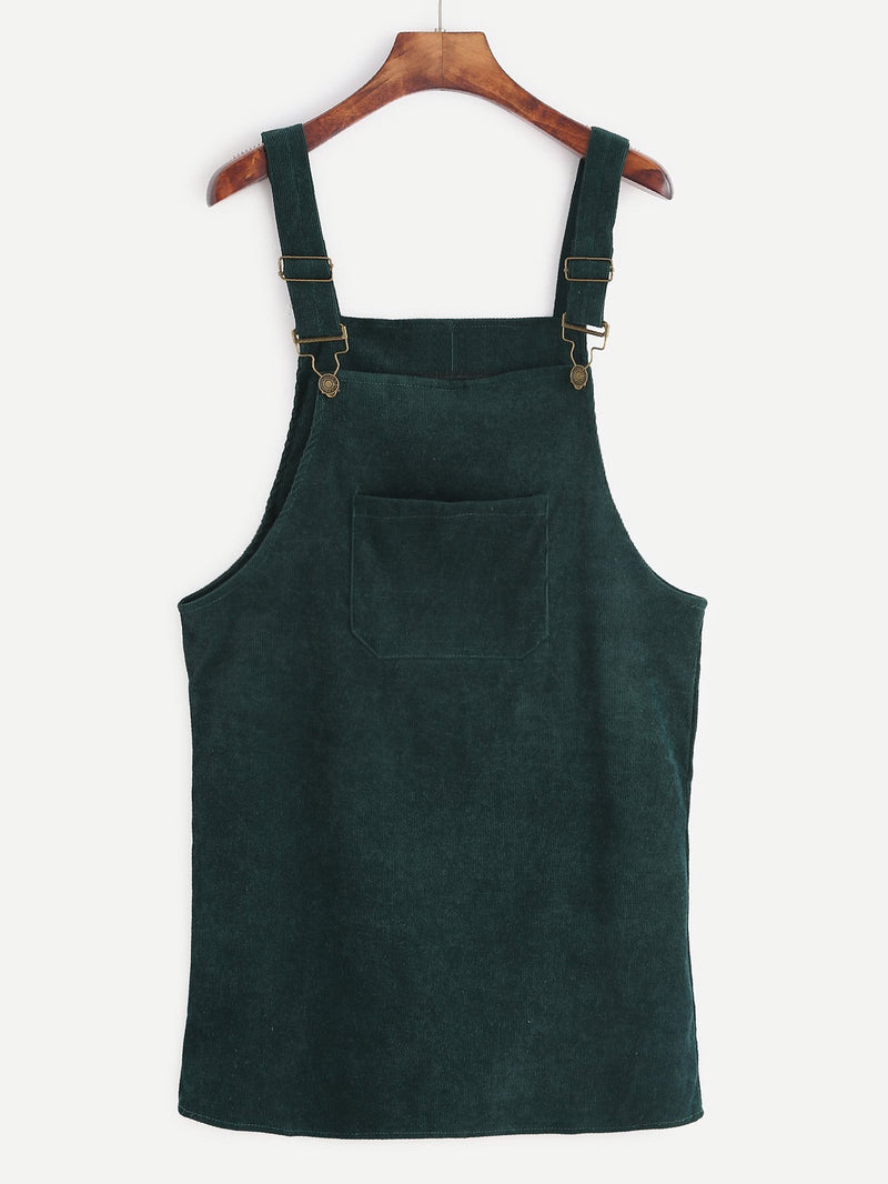 Corduroy Pinafore Dress - Forest Green