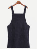 Corduroy Pinafore Dress - Black