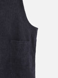 Corduroy Pinafore Dress - Black