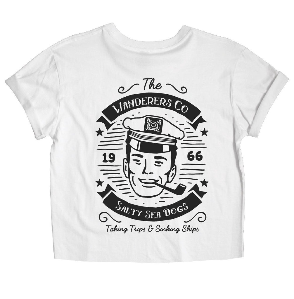 Salty Sea Dogs Crop - White