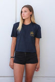 Salty Sea Dogs Crop - Navy