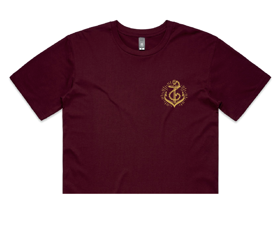 Anchors Crop - Burgundy