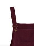 Corduroy Pinafore Dress - Burgundy