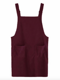 Corduroy Pinafore Dress - Burgundy