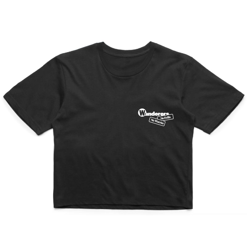 No Frills Frilled-Neck Lizard Crop - Black