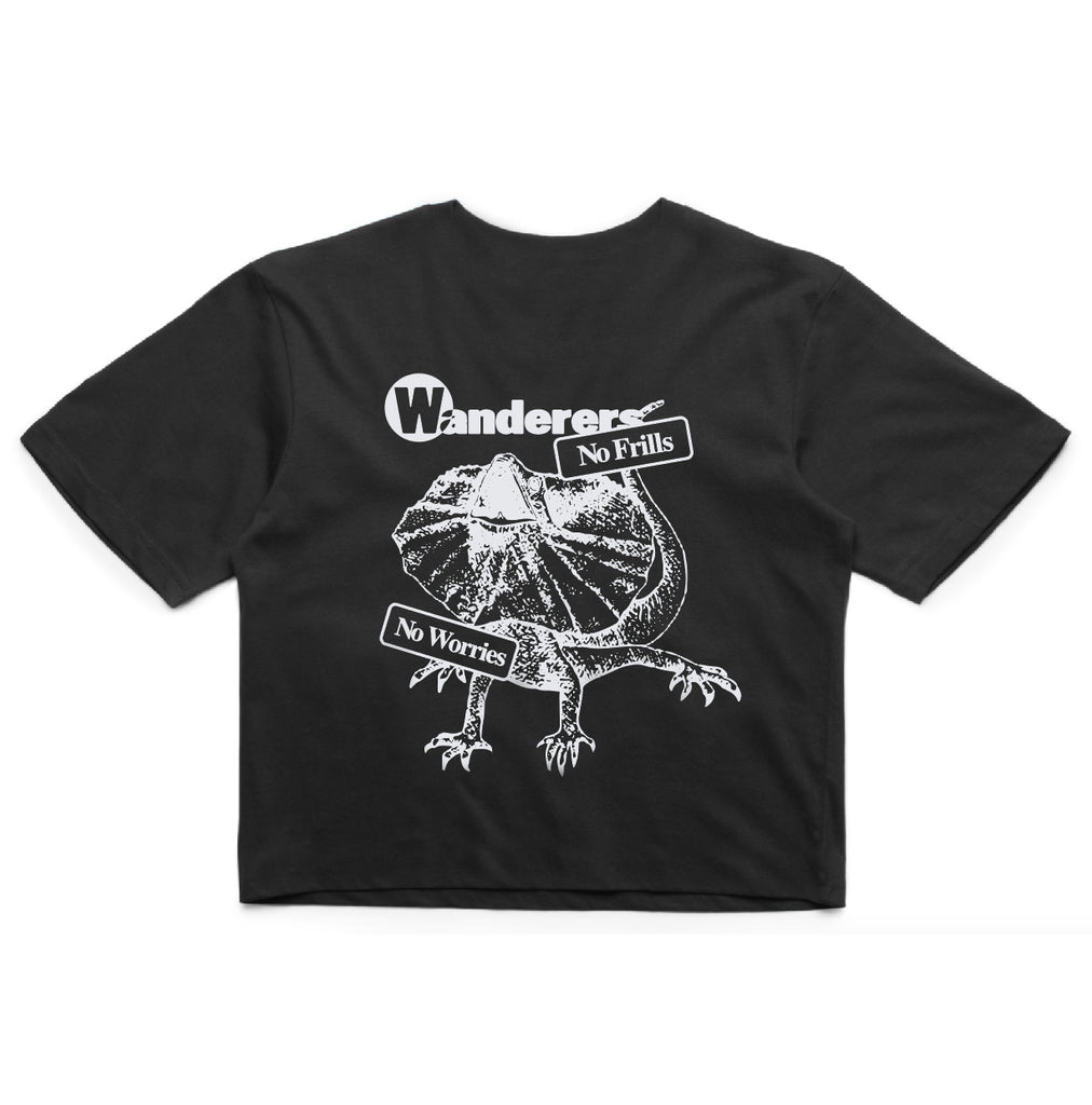 No Frills Frilled-Neck Lizard Crop - Black