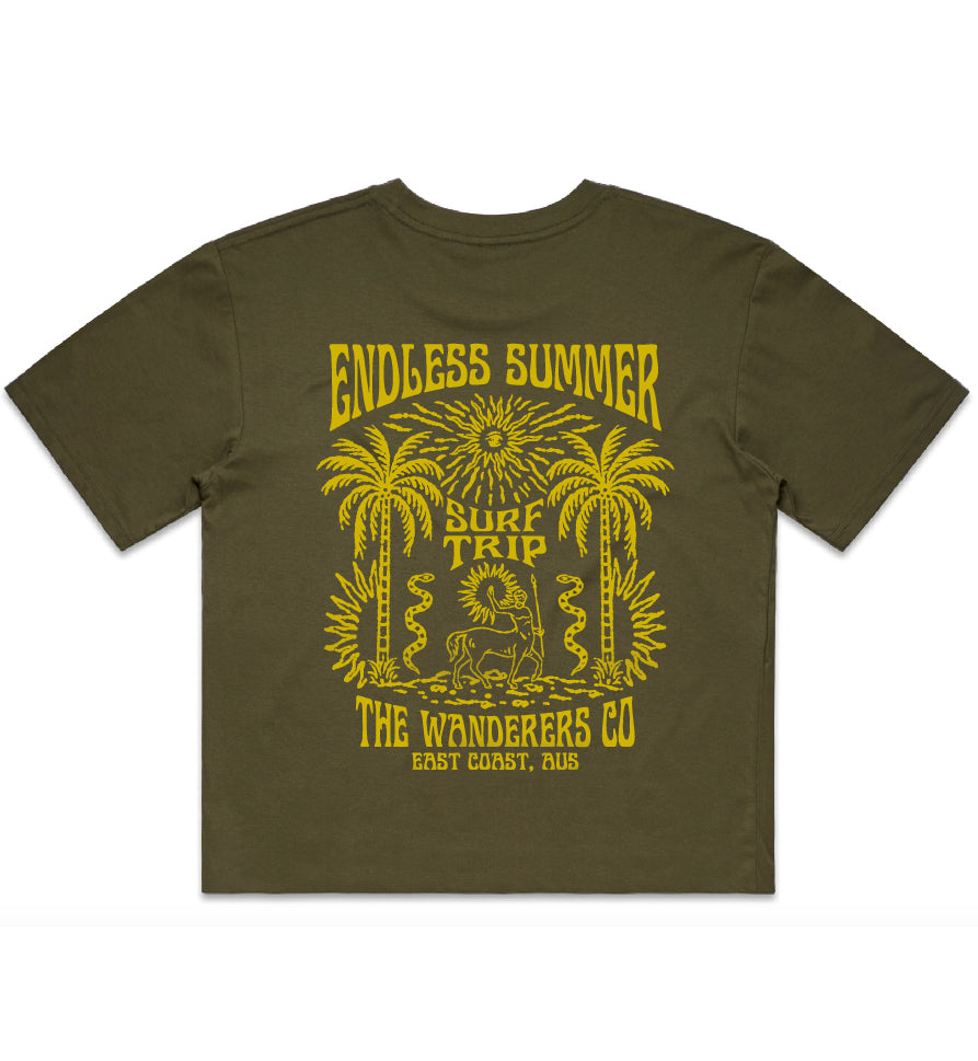 Surf Trip Crop - Army Green