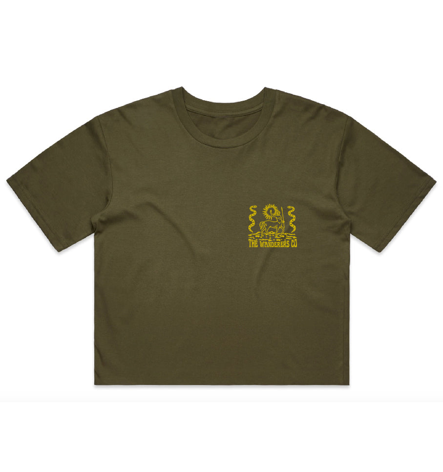 Surf Trip Crop - Army Green