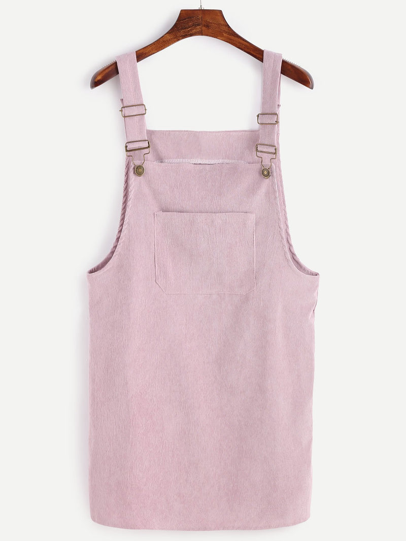 Corduroy Pinafore Dress - Pink