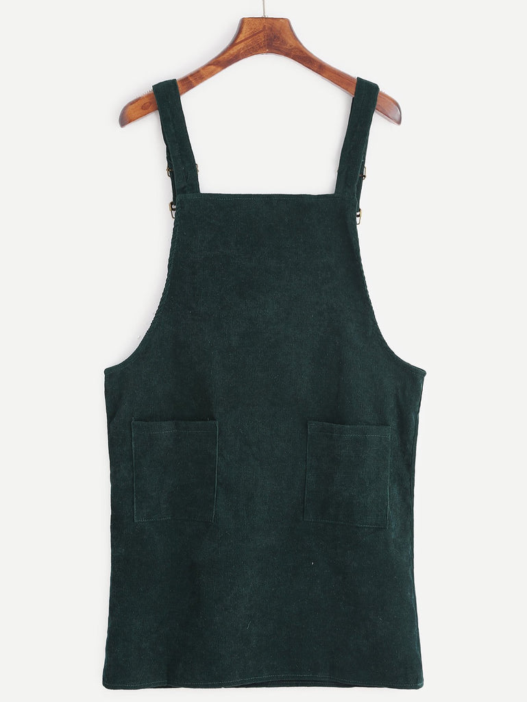 Corduroy Pinafore Dress - Forest Green