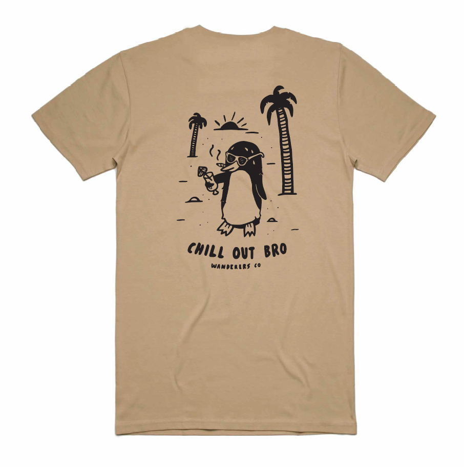 Chill Out Penguin Tee - Tan