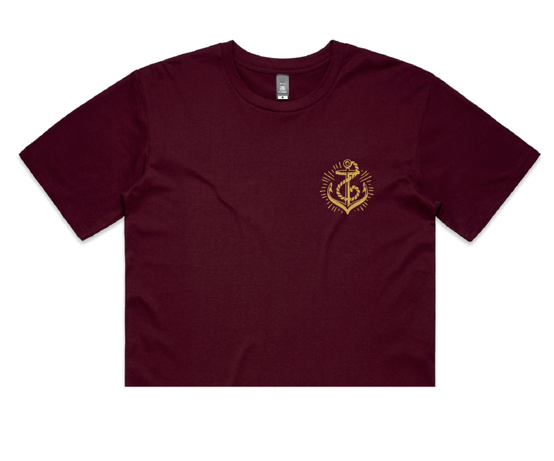 Anchors Crop - Burgundy