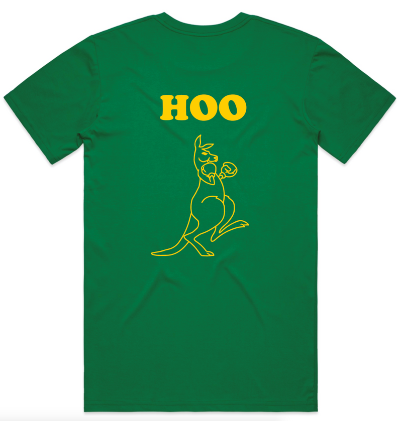 Hoo Roo Tee - Green & Gold