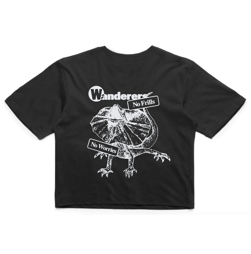 No Frills Frilled-Neck Lizard Crop - Black