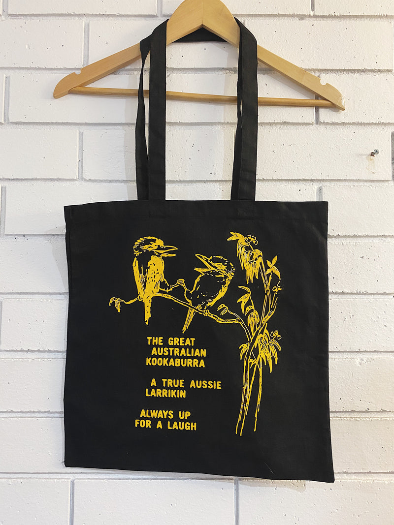 Kookaburra Black Tote Bag