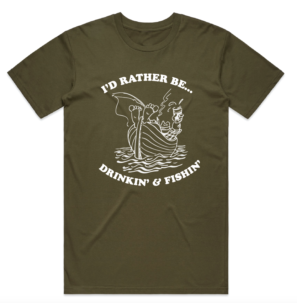 Drinkin' & Fishin' T-Shirt - Army Green