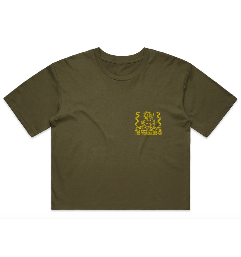 Surf Trip Crop - Army Green