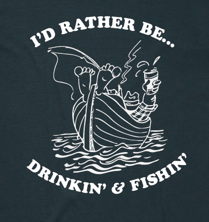 Drinkin' & Fishin' Crop - Navy